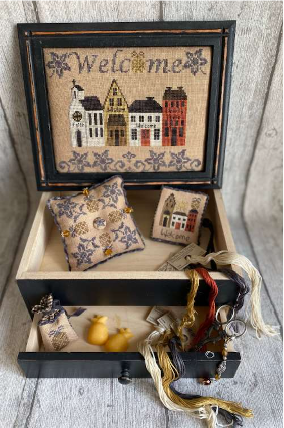 Welcome Street Sewing Box & Pillow - Click Image to Close